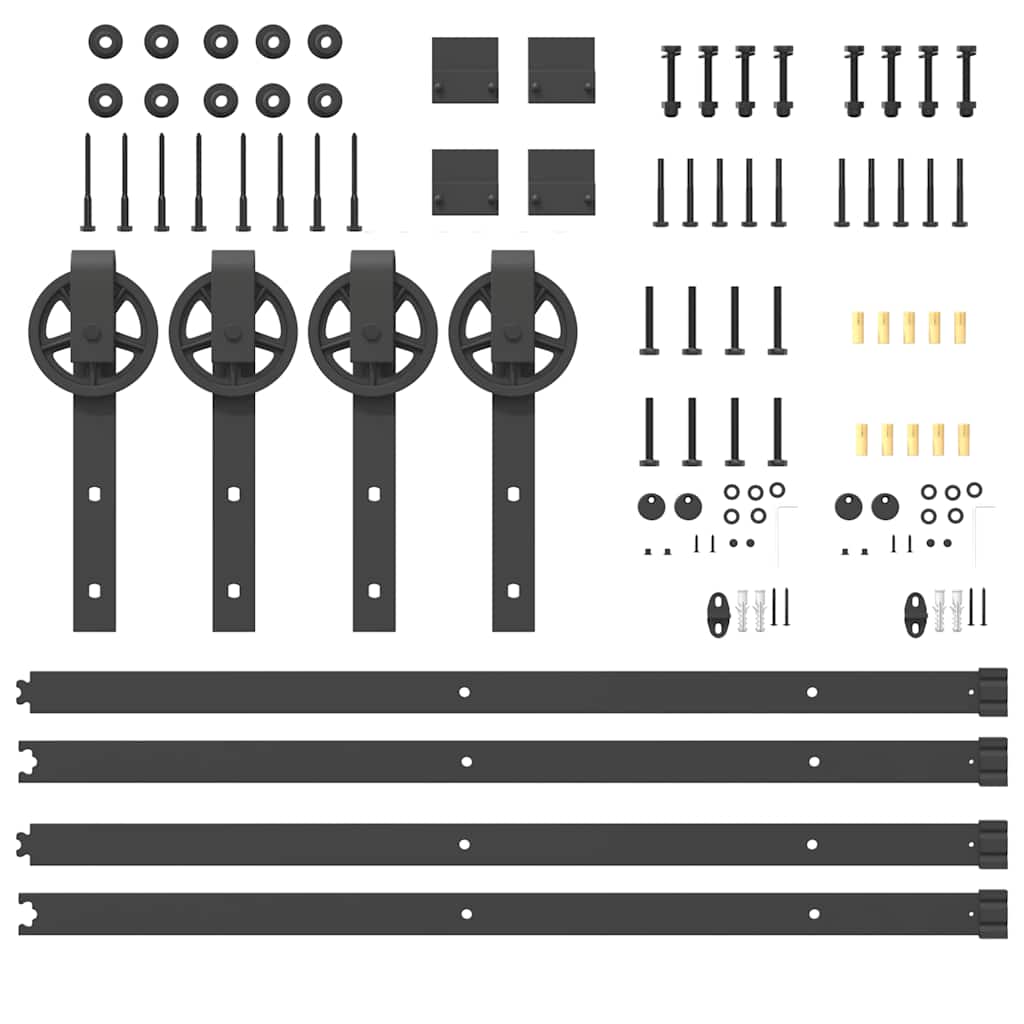 Schiebetürbeschlag-Set 400 Cm Stahl Schwarz