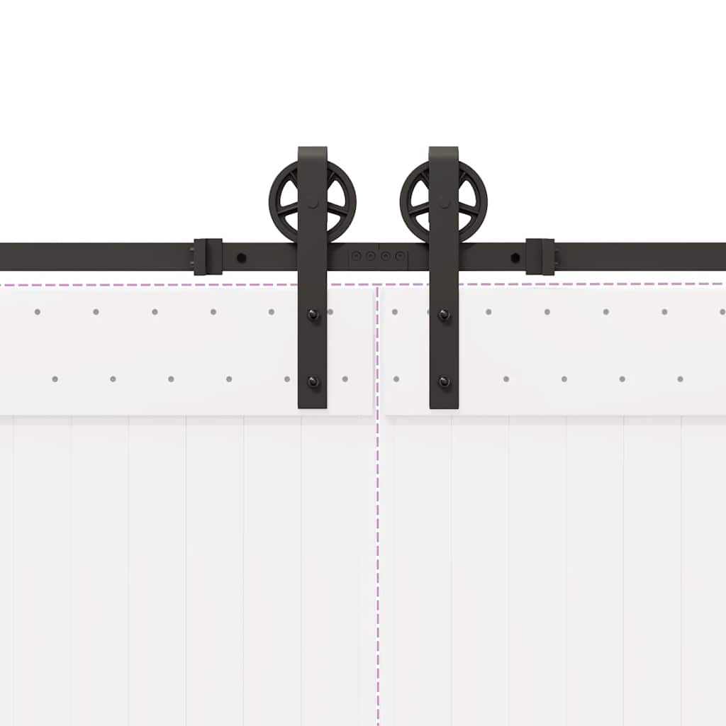 Schiebetürbeschlag-Set 400 Cm Stahl Schwarz