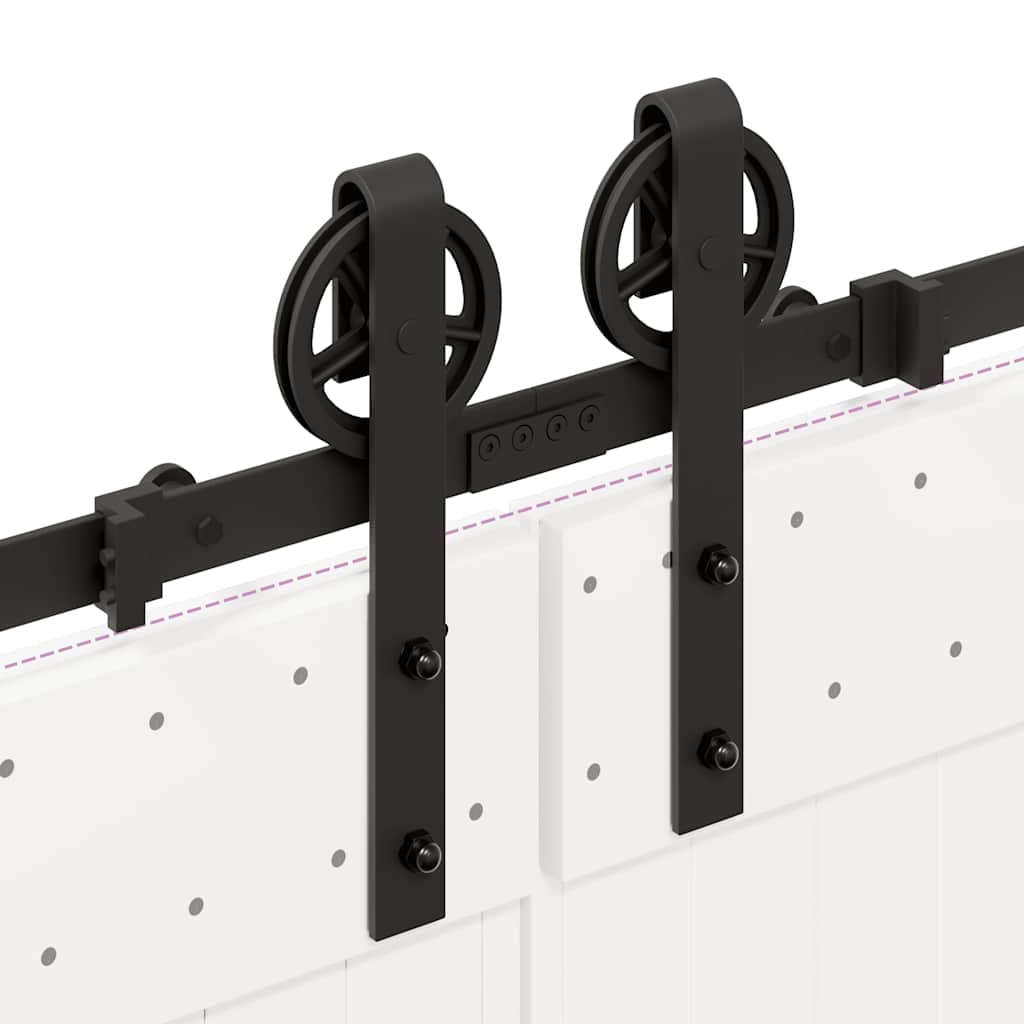 Schiebetürbeschlag-Set 400 Cm Stahl Schwarz