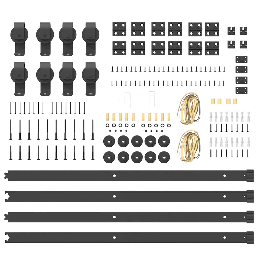 Schiebetürbeschlag-Set 366 Cm Stahl Schwarz