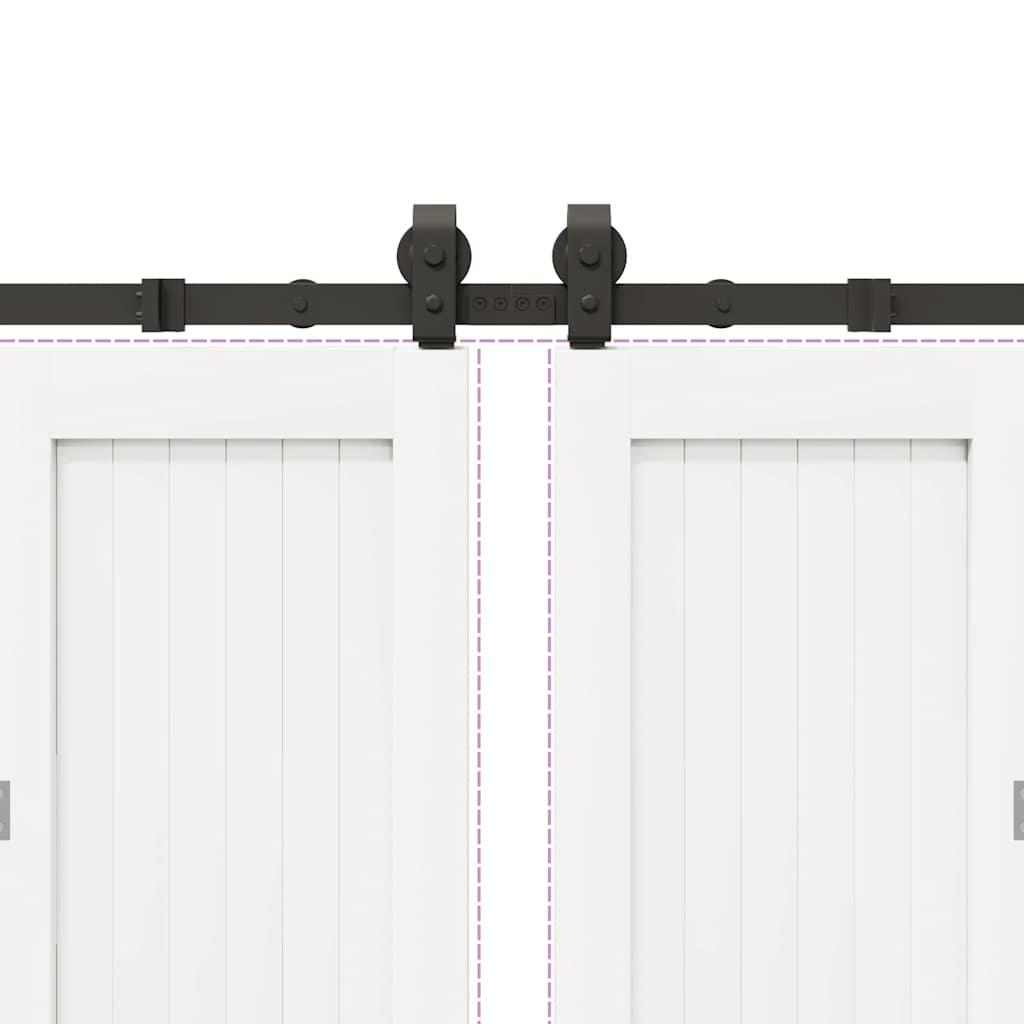 Schiebetürbeschlag-Set 366 Cm Stahl Schwarz