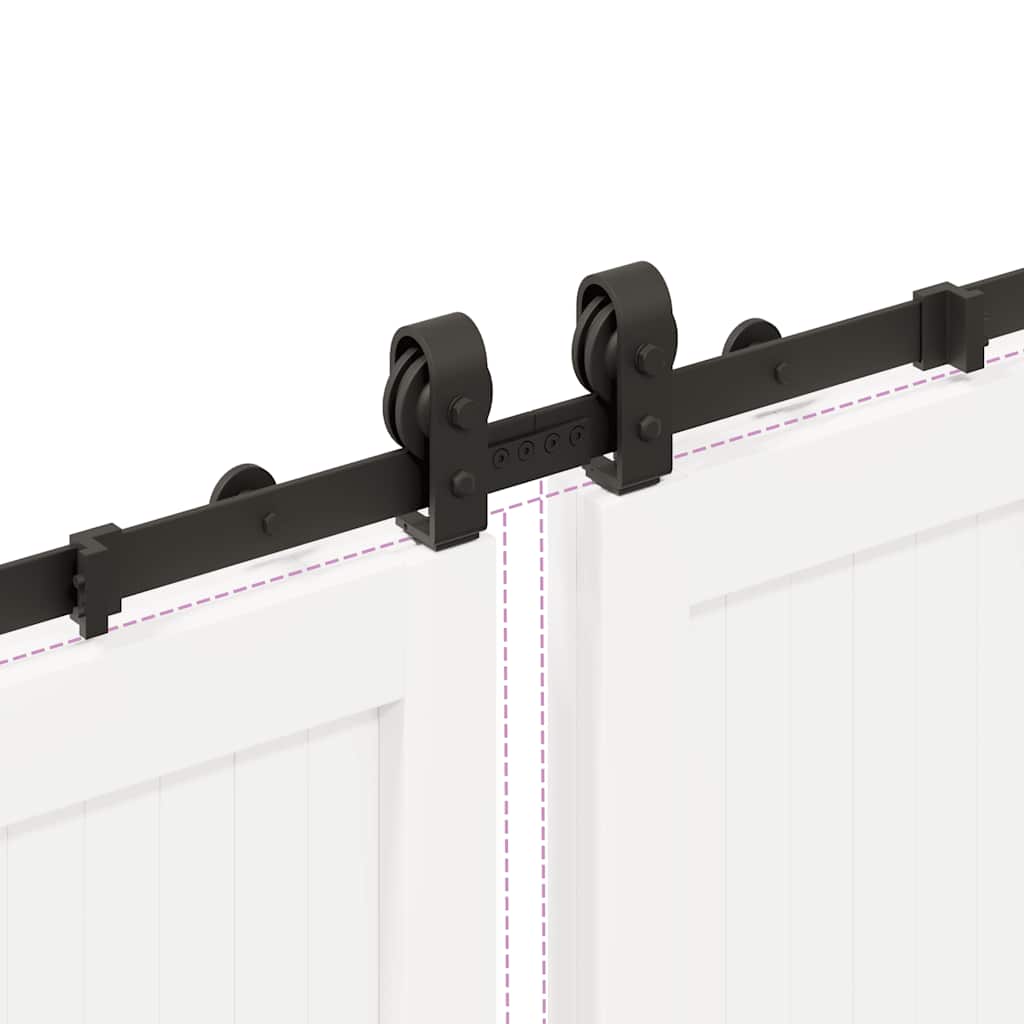 Schiebetürbeschlag-Set 366 Cm Stahl Schwarz
