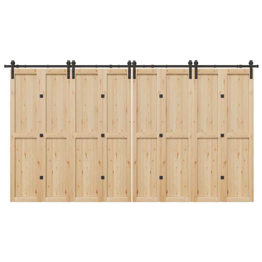 Schiebetürbeschlag-Set 366 Cm Stahl Schwarz