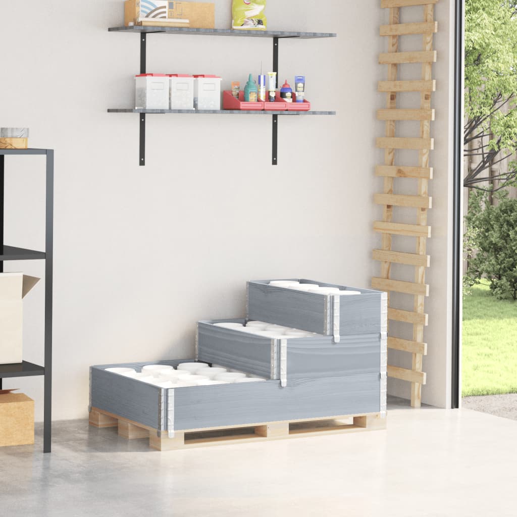 Paletten-Aufsatzrahmen 3-Fach Braun 120X80 Cm Massivholz Kiefer