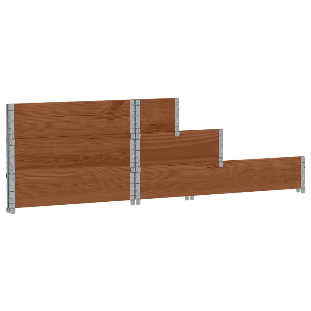 Paletten-Aufsatzrahmen 3-Fach Braun 120X80 Cm Massivholz Kiefer