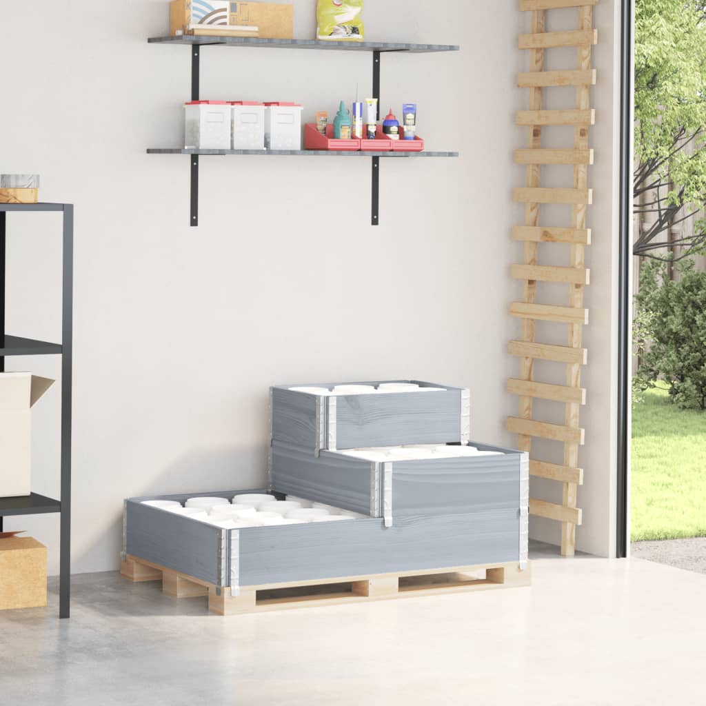 Paletten-Aufsatzrahmen 3-Fach Braun 120X80 Cm Massivholz Kiefer