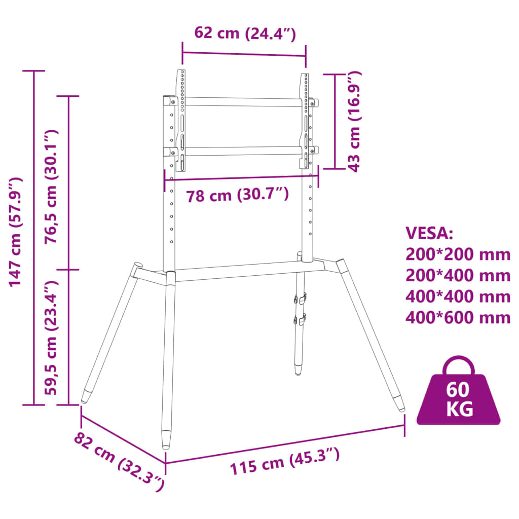 Tv-Ständer 37-86 Zoll Bildschirm Max Vesa 400X600 Mm 60 Kg