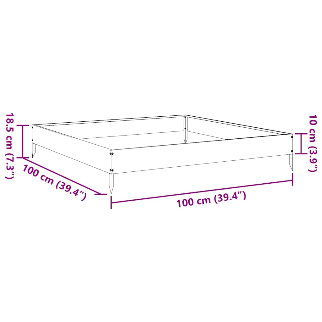 Hochbeet 100X100X18,5 Cm Verzinkter Stahl/Grau