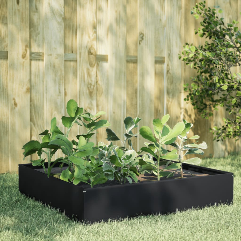 Hochbeet Schwarz 100X100X33,5 Cm Stahl/Schwarz