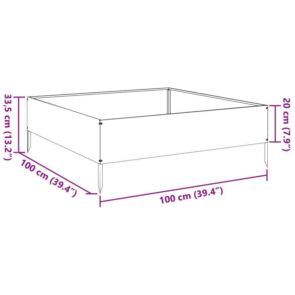 Hochbeet Anthrazit 100X100X33,5 Cm Stahl/Anthrazit