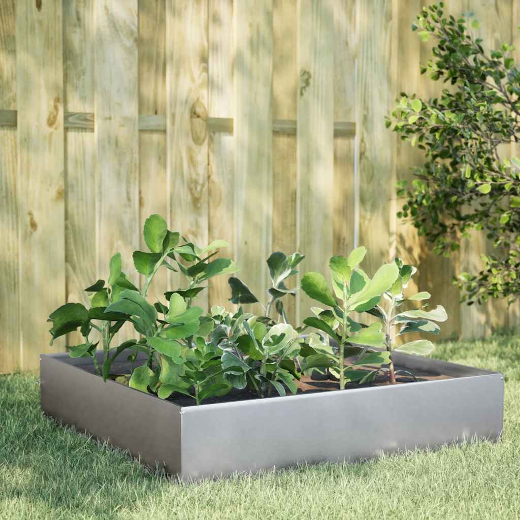 Hochbeet 100X100X18,5 Cm Verzinkter Stahl/Grau