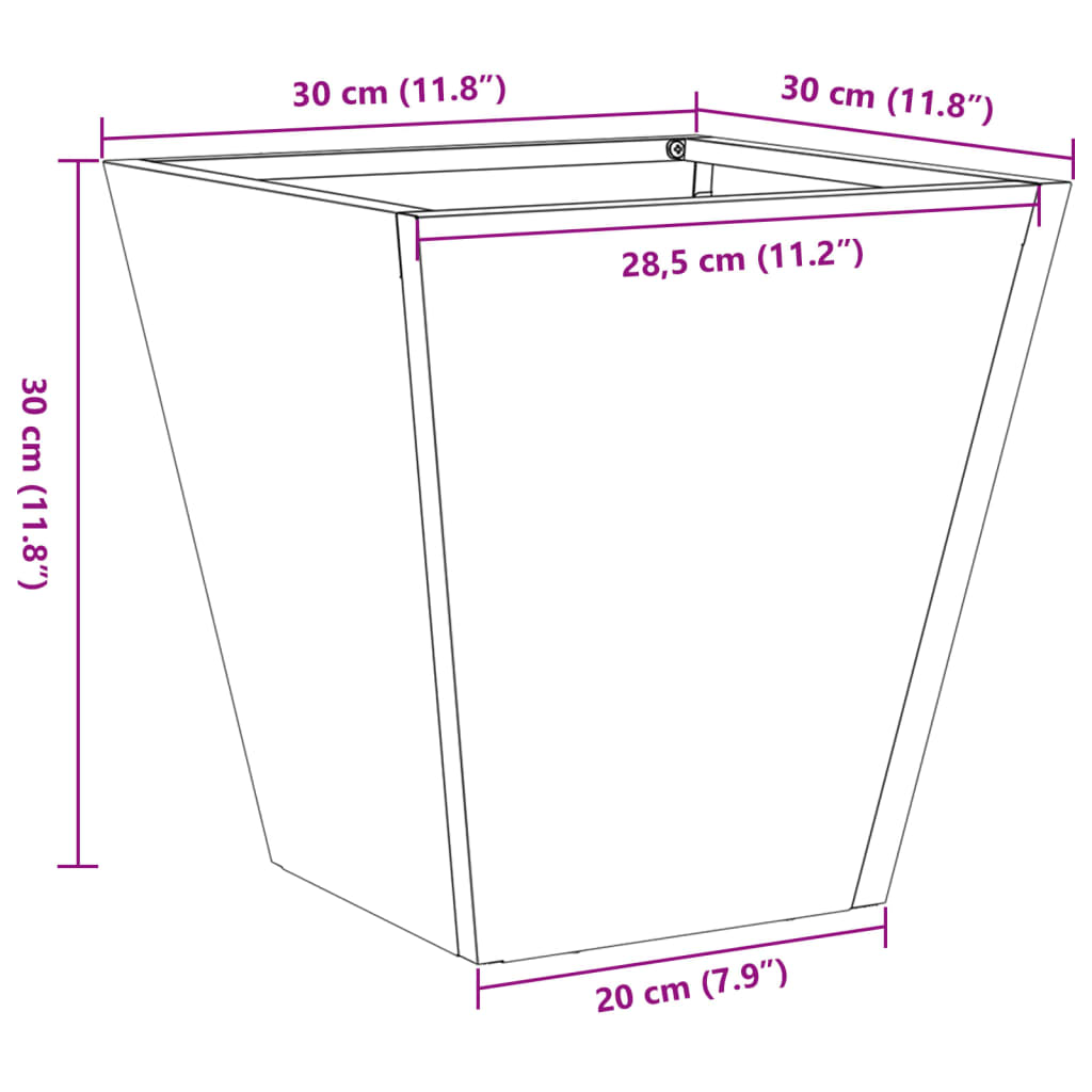 Pflanzkübel 2 Stk. Anthrazit 30X30X30 Stahl