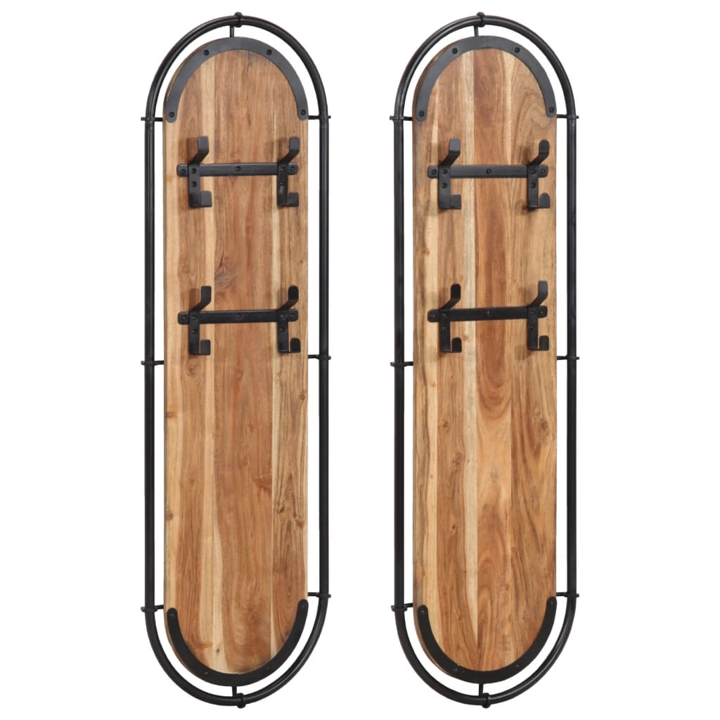 Wandgarderoben Mit 4 Haken 2 Stk. Altholz Massiv