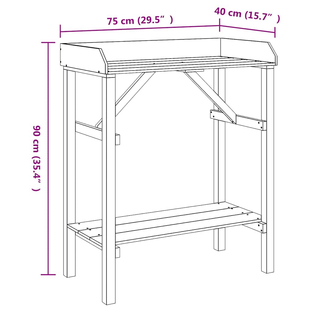Pflanztisch 75 X 40 X 90 Cm Massives Kiefernholz