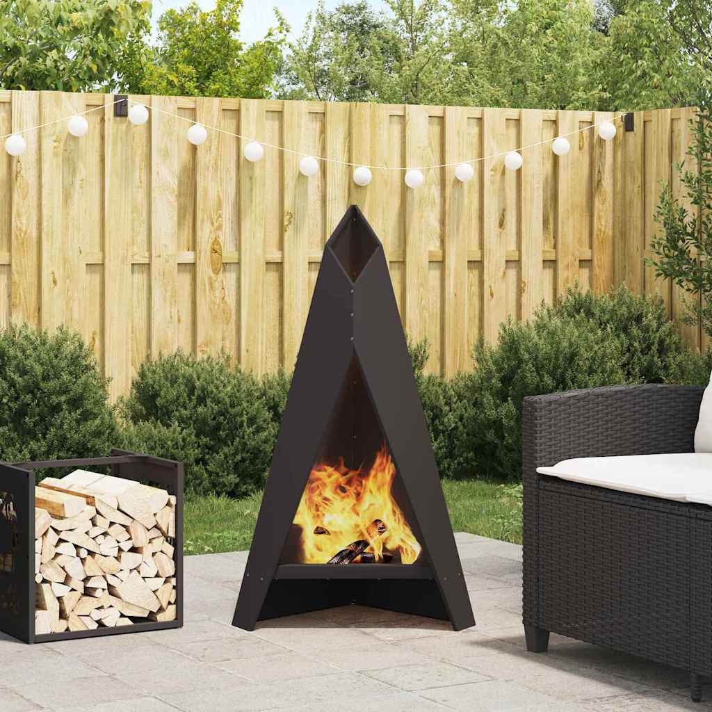 Feuerstelle Schwarz 58 X 40 X 100 Cm Stahl