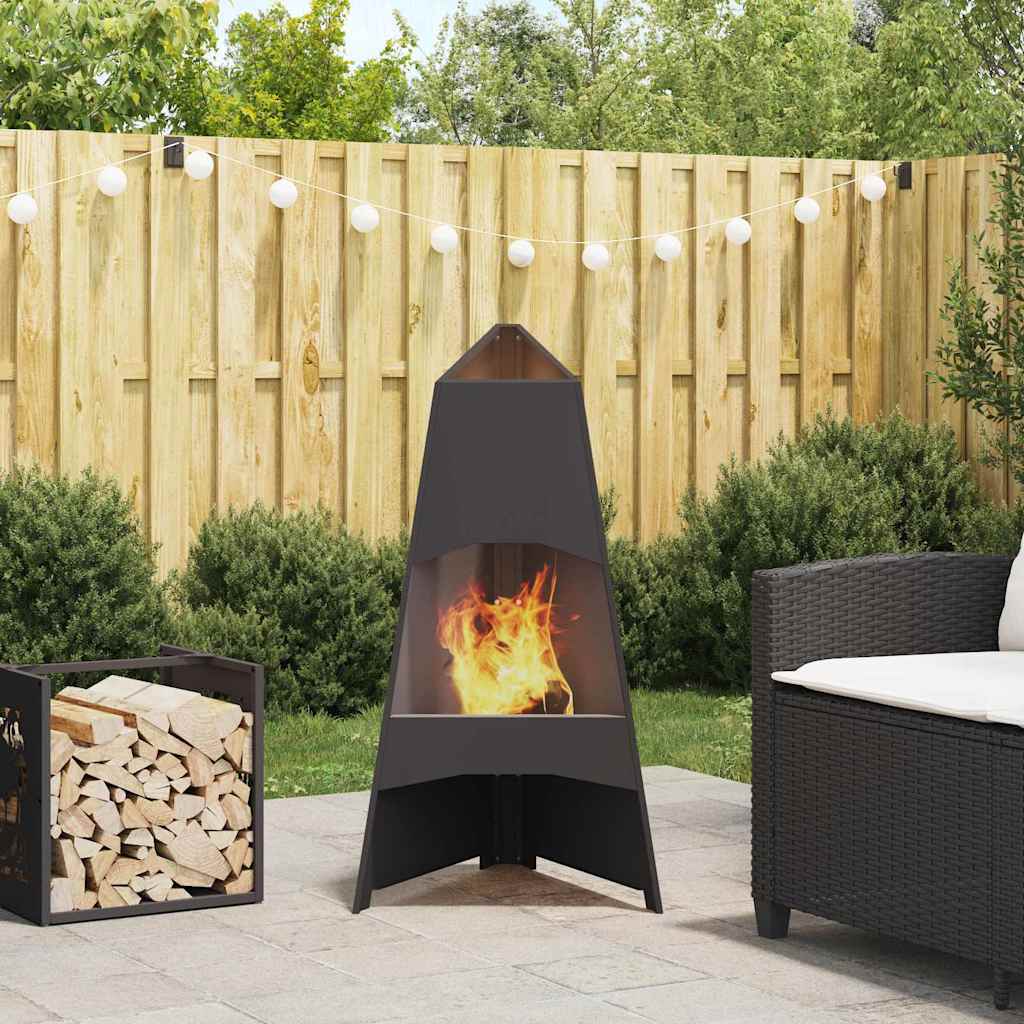 Feuerstelle Schwarz 50 X 50 X 95 Cm Stahl