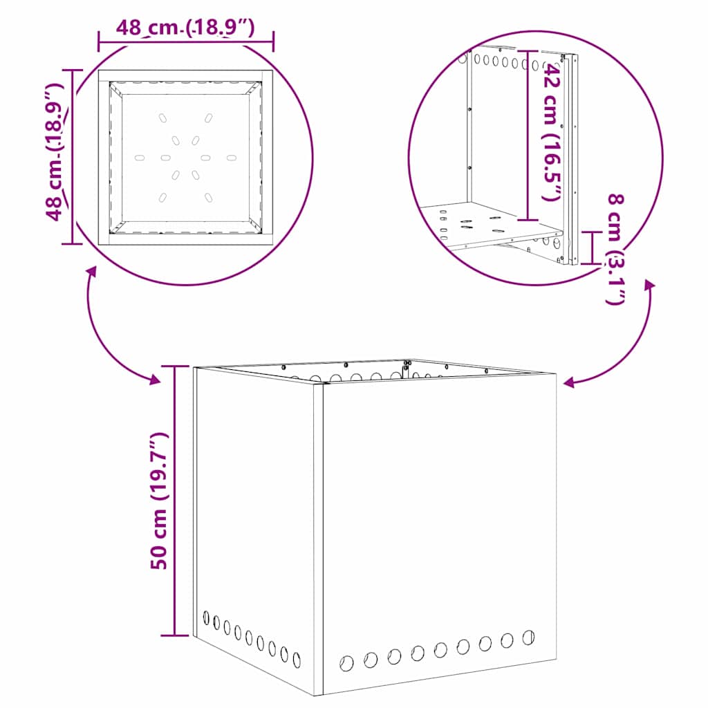 Rauchfreier Feuerkorb Schwarz 48 X 48 X 50 Cm Stahl