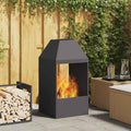 Feuerstelle Schwarz 50 X 50 X 100 Cm Stahl