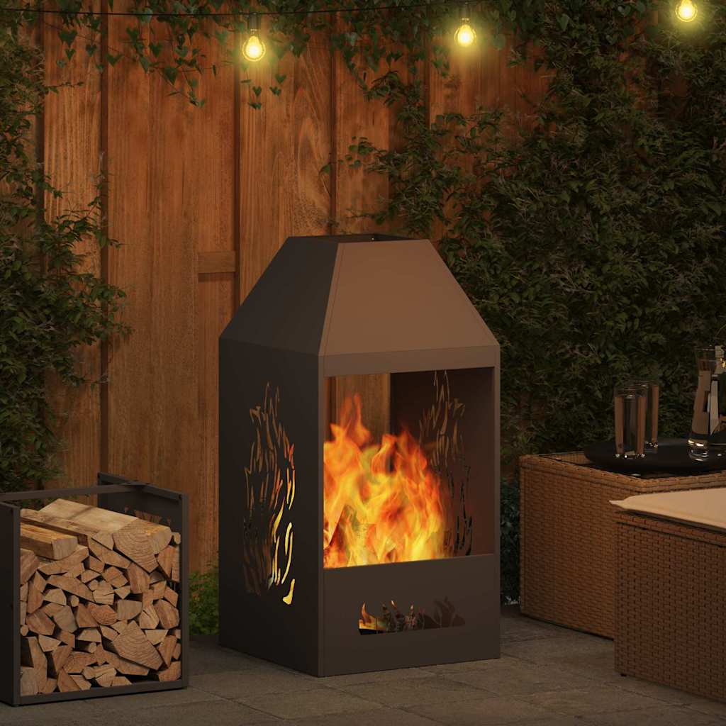 Feuerstelle Schwarz 50 X 50 X 100 Cm Stahl