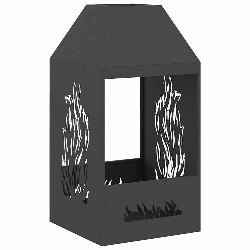 Feuerstelle Schwarz 50 X 50 X 100 Cm Stahl