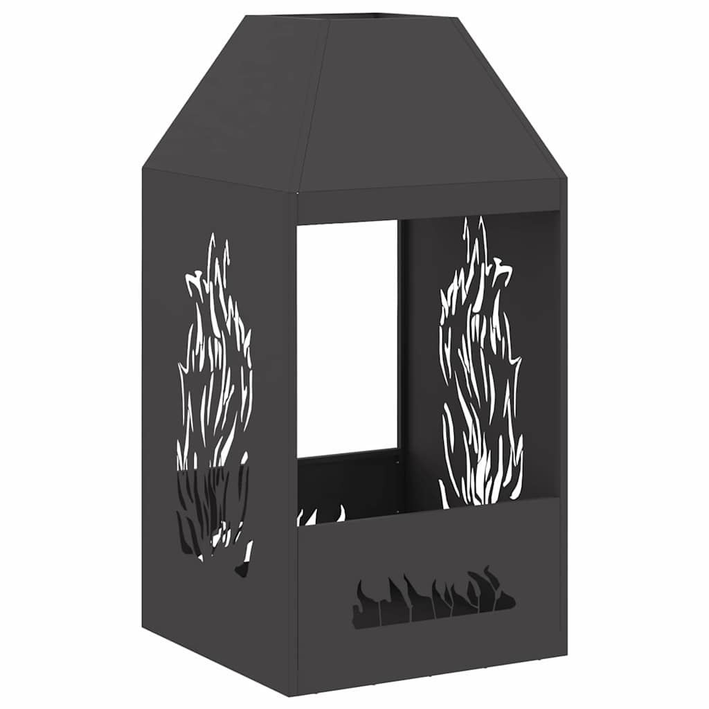 Feuerstelle Schwarz 50 X 50 X 100 Cm Stahl