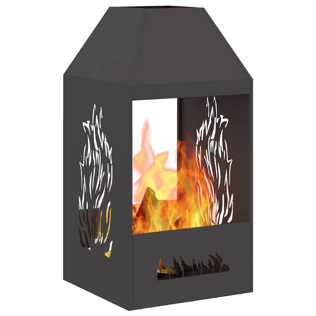Feuerstelle Schwarz 50 X 50 X 100 Cm Stahl