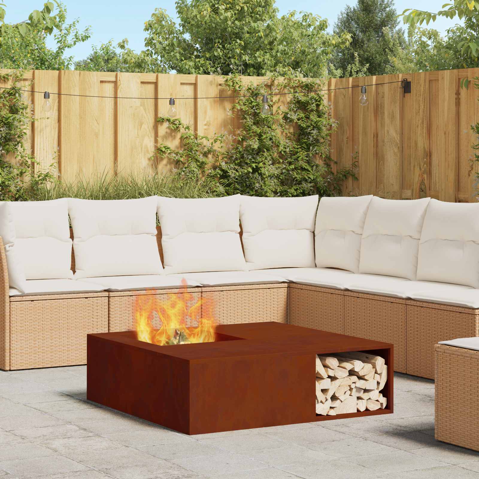 Feuerstelle Braun 100 X 100 X 30 Cm Wetterfeststahl