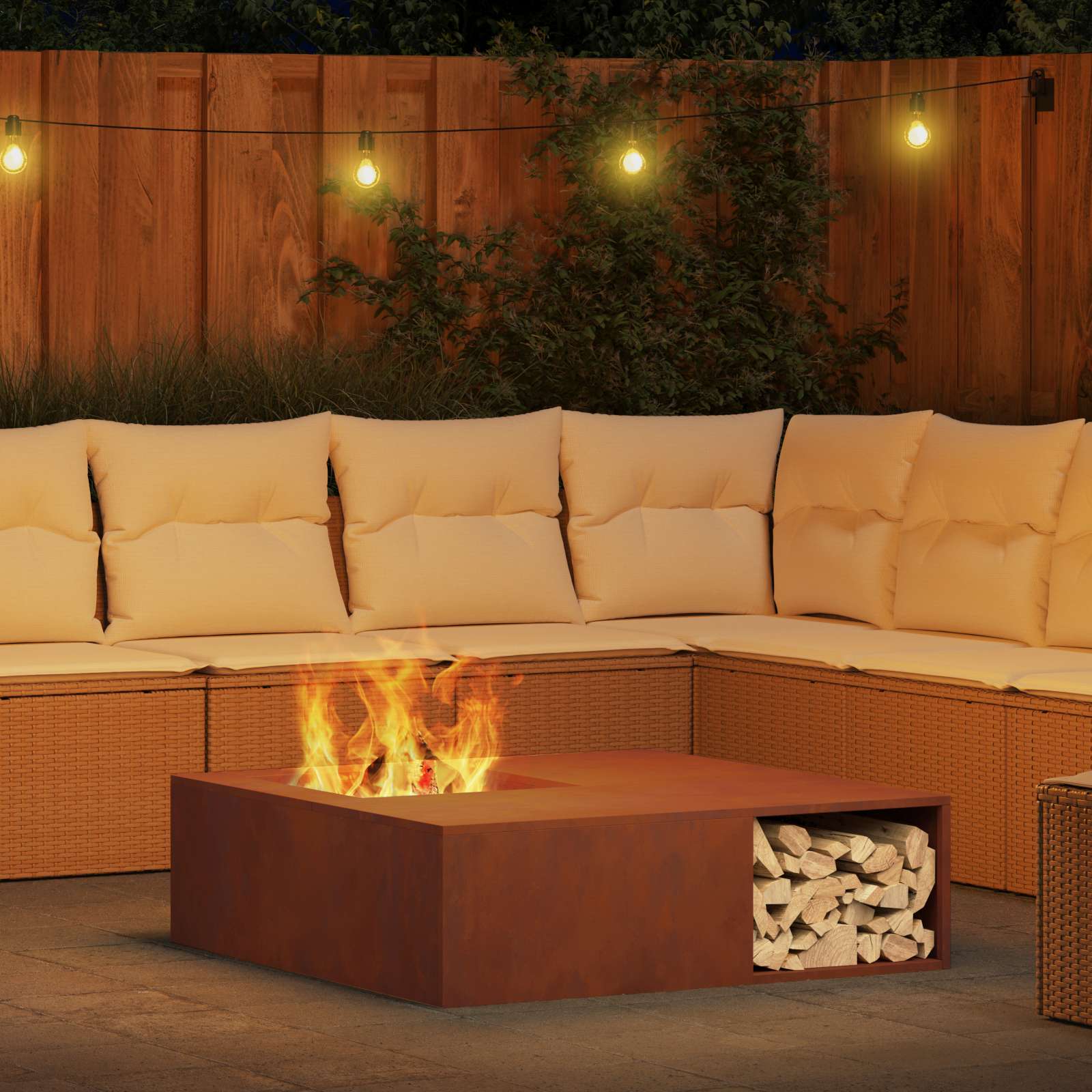 Feuerstelle Braun 100 X 100 X 30 Cm Wetterfeststahl