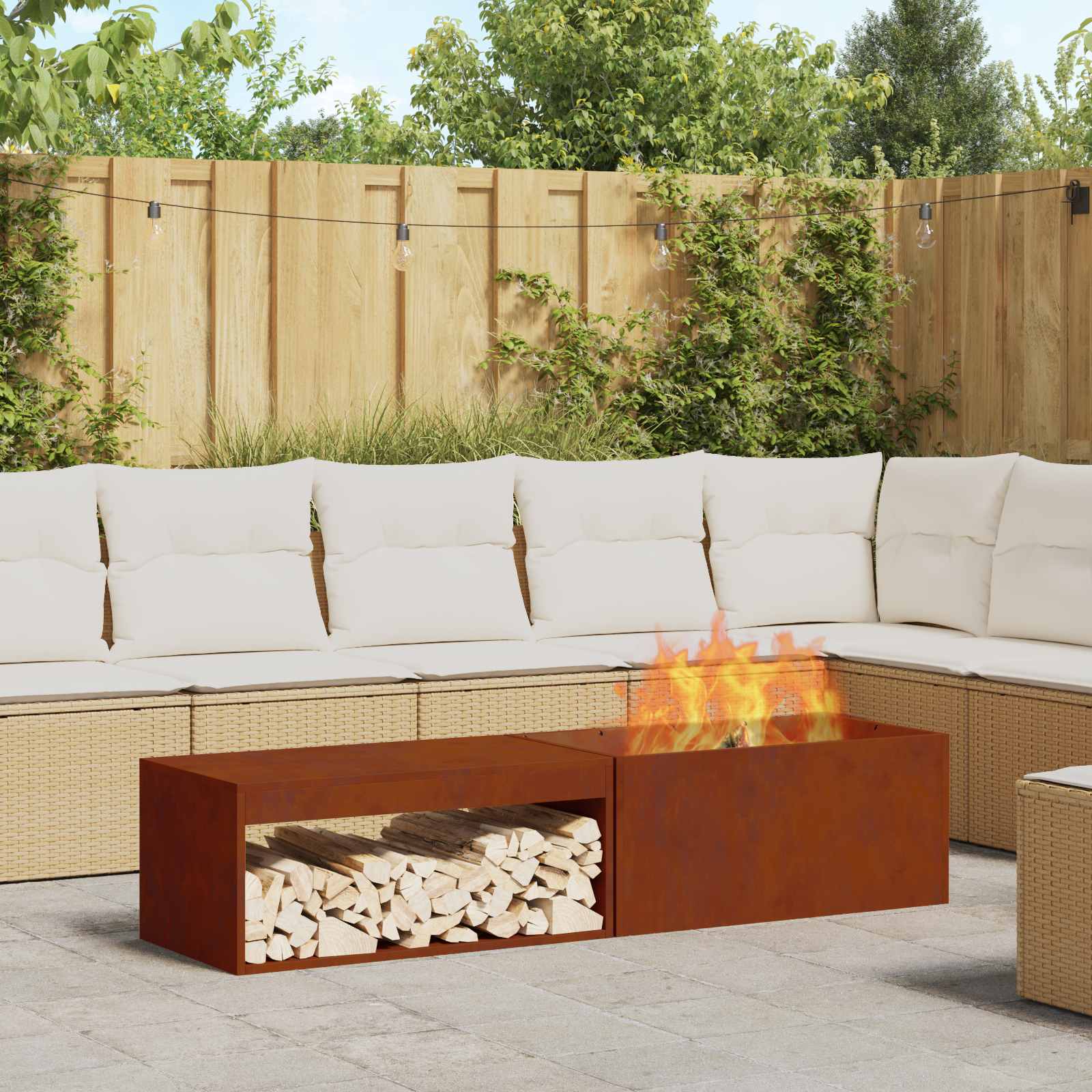 Feuerstelle Braun 160 X 45 X 35 Cm Stahl