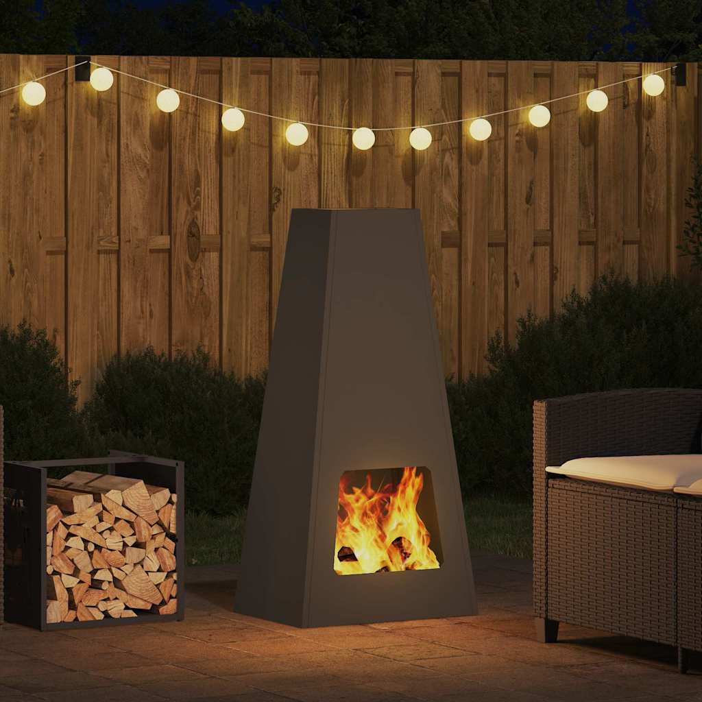 Feuerstelle Schwarz 50 X 35 X 100 Cm Stahl