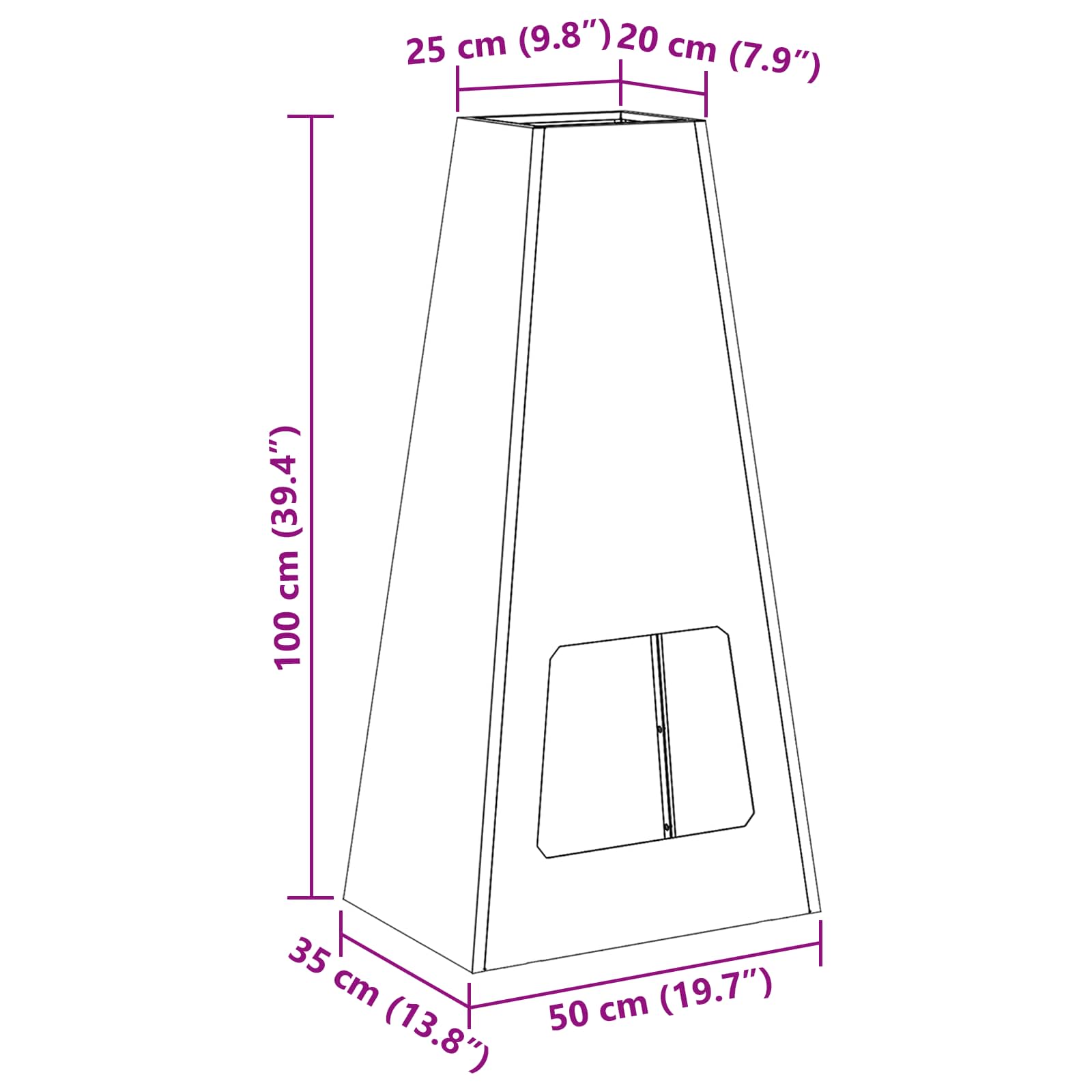 Feuerstelle Schwarz 50 X 35 X 100 Cm Stahl