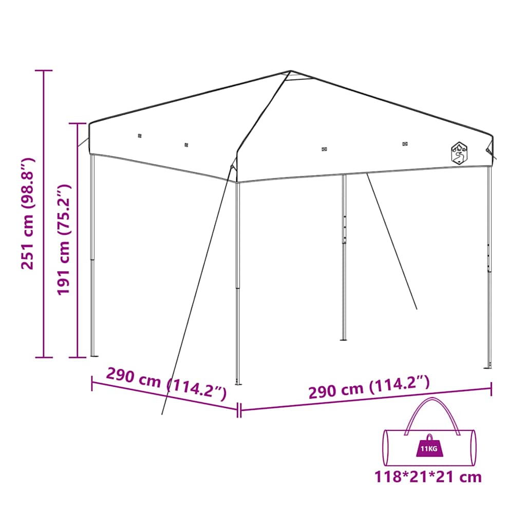 Pavillon-Zelt 290 X 290 X 251 Cm Stoff