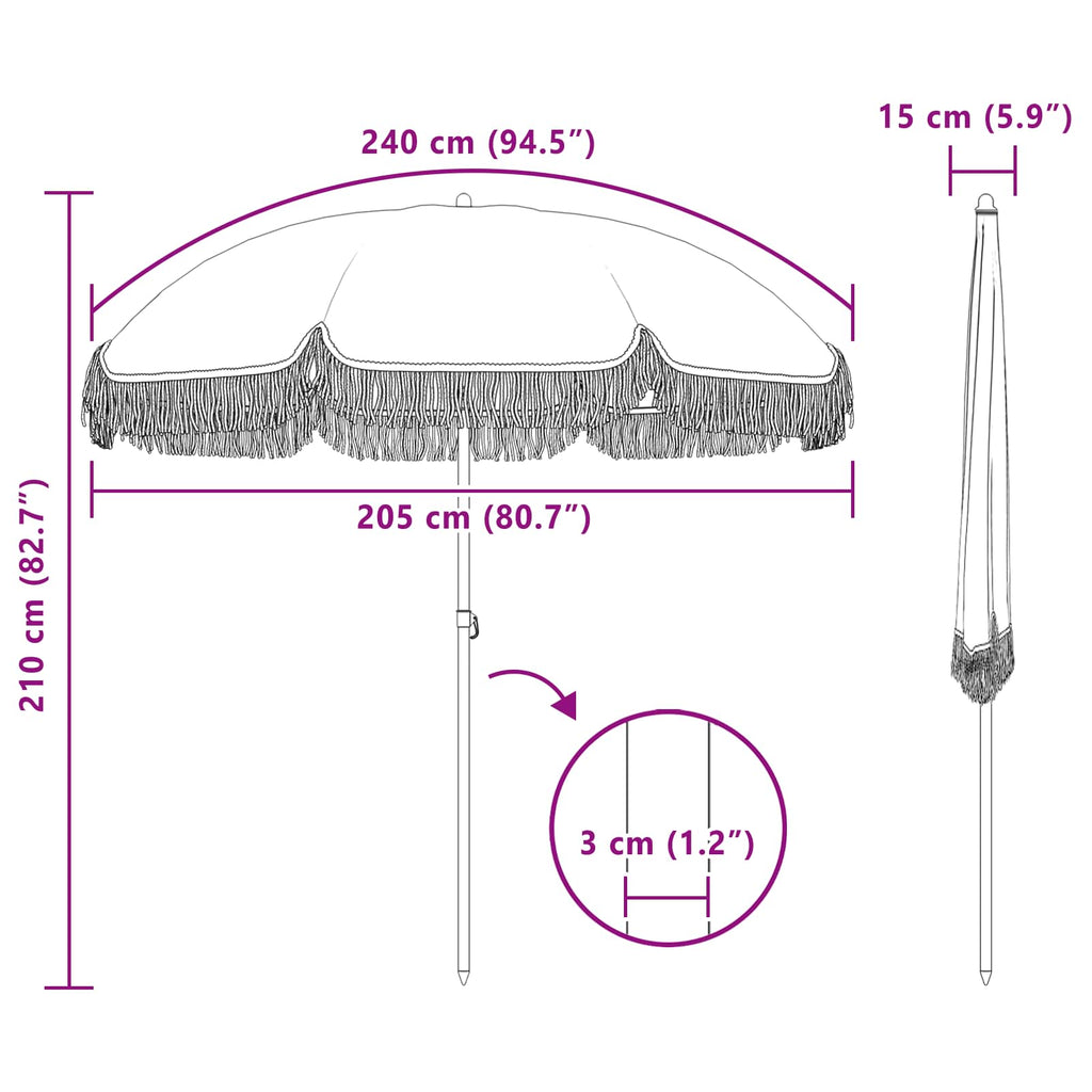 Strandparasol 205 X 205 X 210 Cm