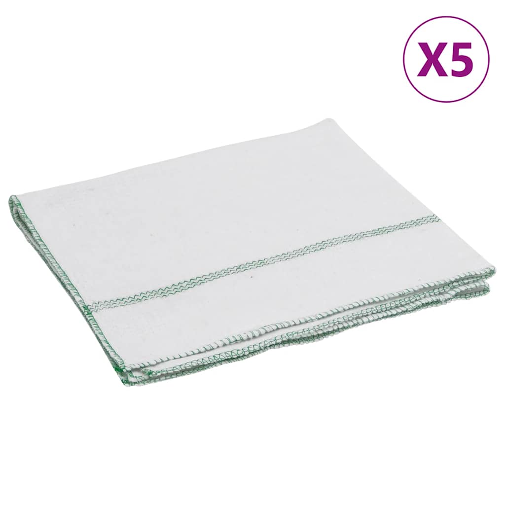 Reinigungstücher 5 Stk. Weiß Mit Grünen Gestreift 50X60 Cm