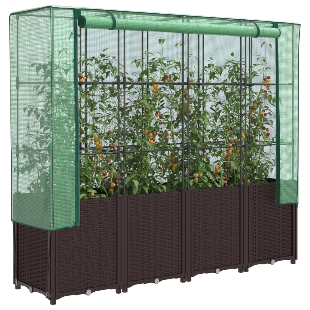 Hochbeet Mit Gewächshausabdeckung Rattanoptik 160X40X153 Cm