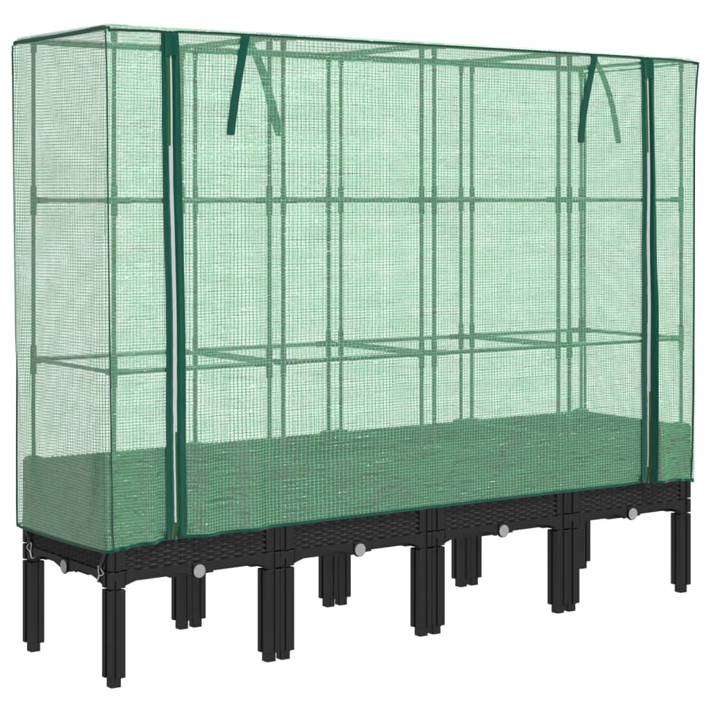 Hochbeet Mit Gewächshaus-Aufsatz Rattan-Optik