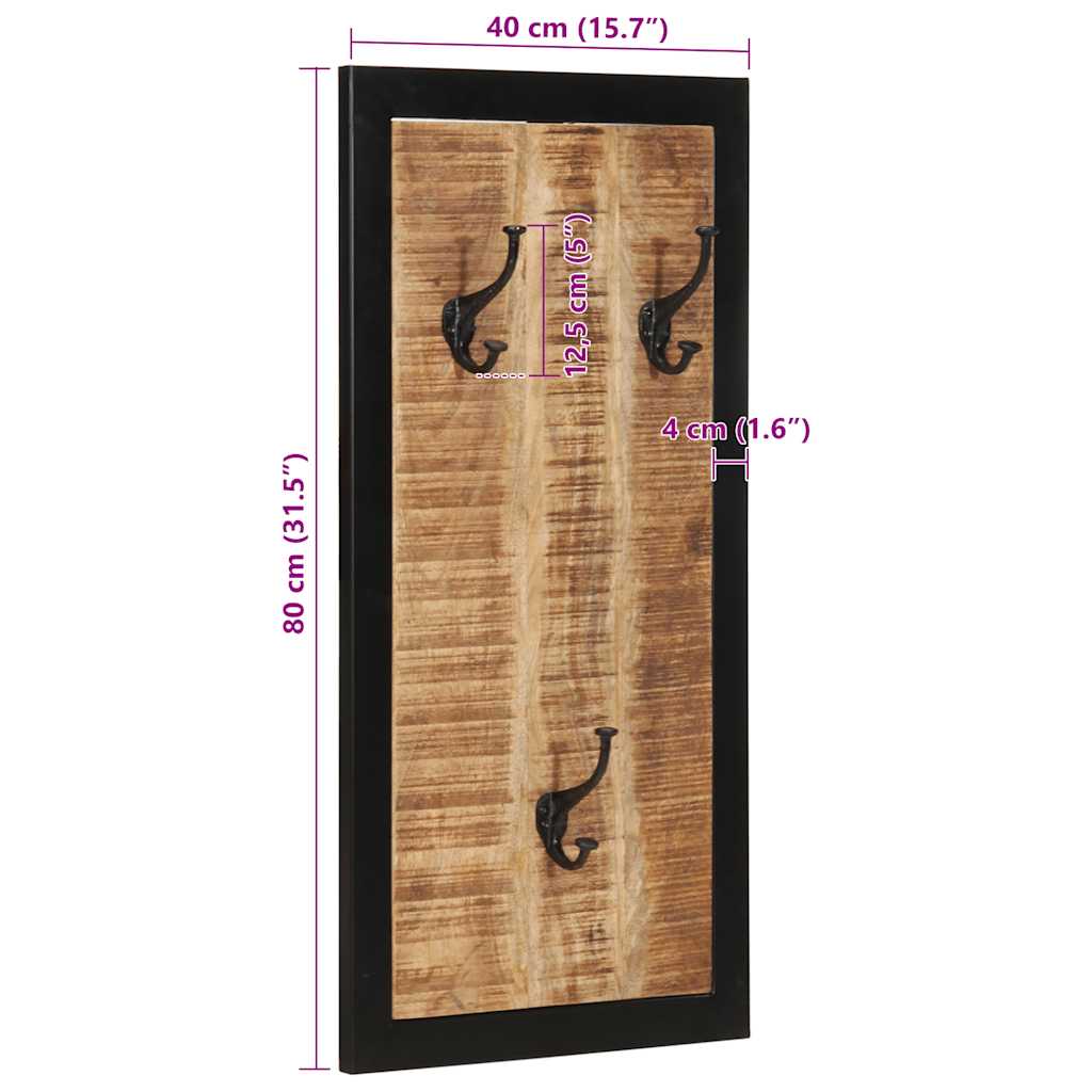 Garderobe 40X2X80 Cm Raues Massivholz Mango