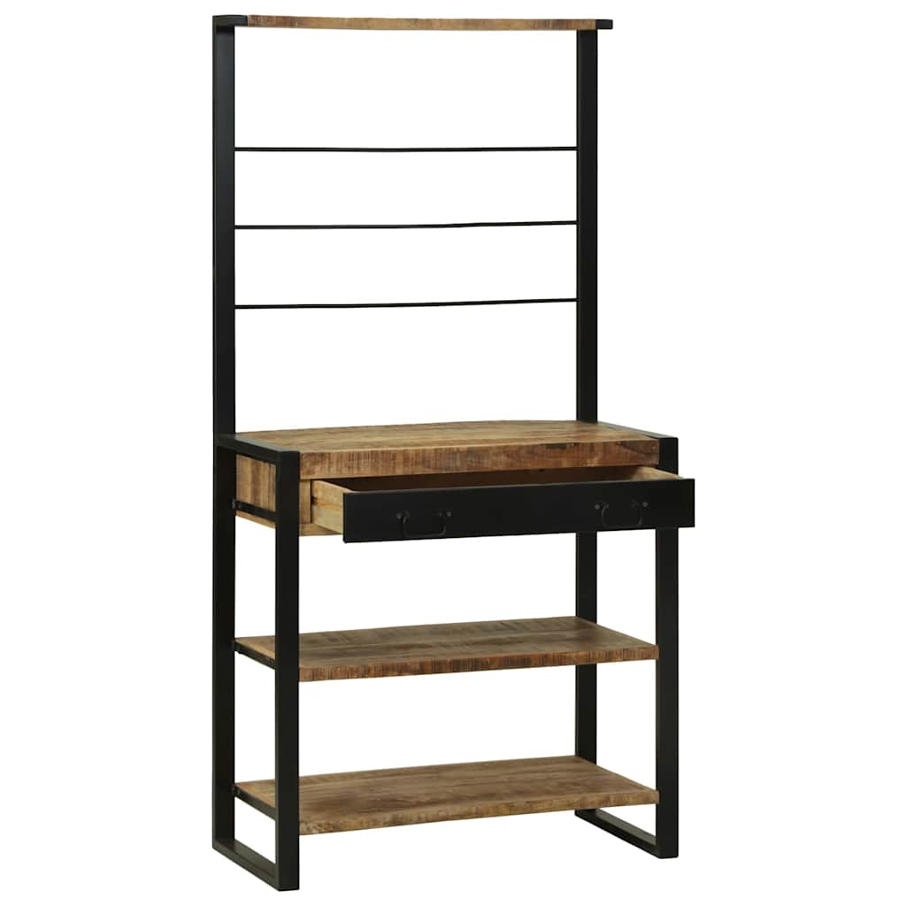 Küchenregal Braun Und Schwarz 80 X 40 X 160 Cm Massivholz Mango