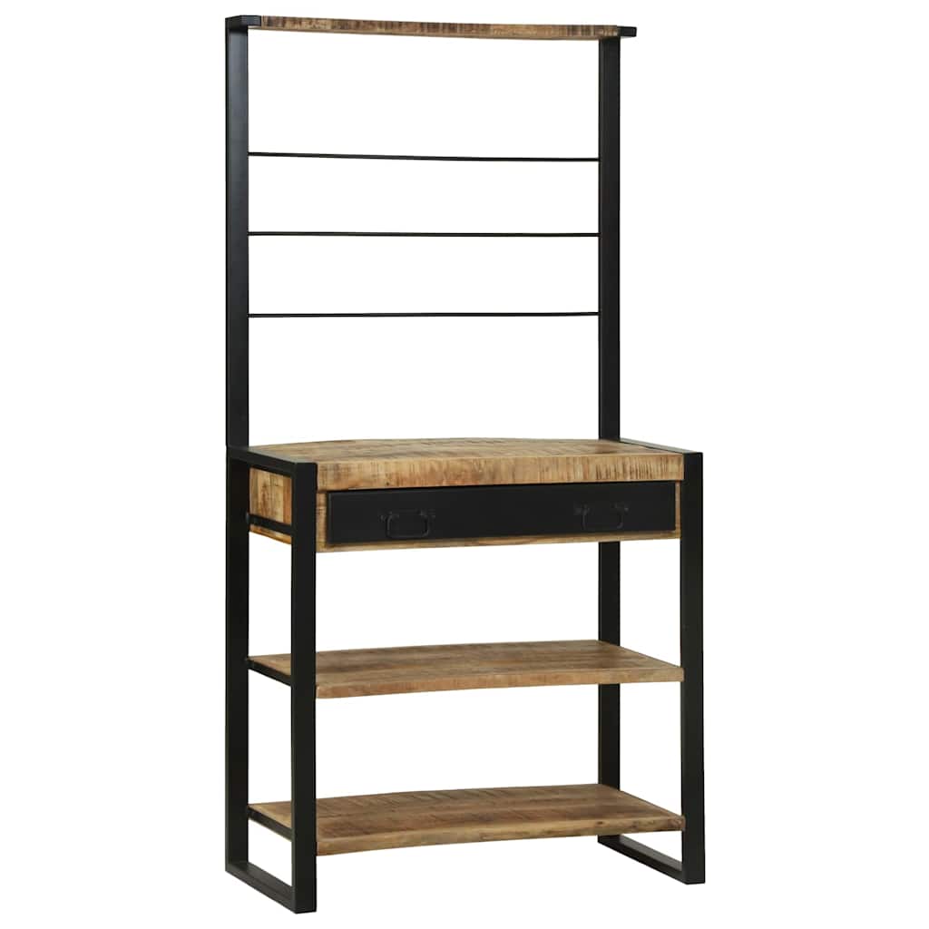 Küchenregal Braun Und Schwarz 80 X 40 X 160 Cm Massivholz Mango