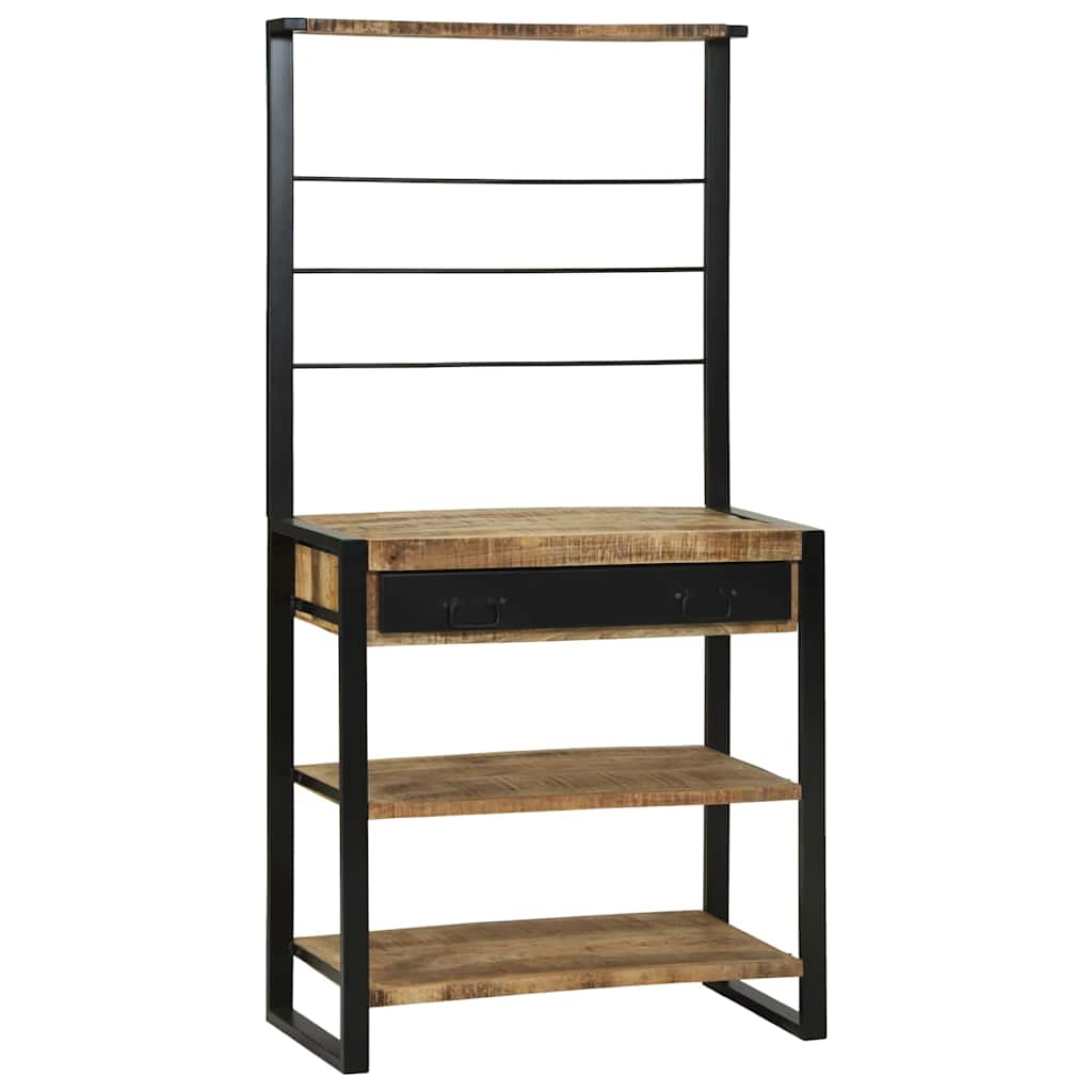 Küchenregal Braun Und Schwarz 80 X 40 X 160 Cm Massivholz Mango