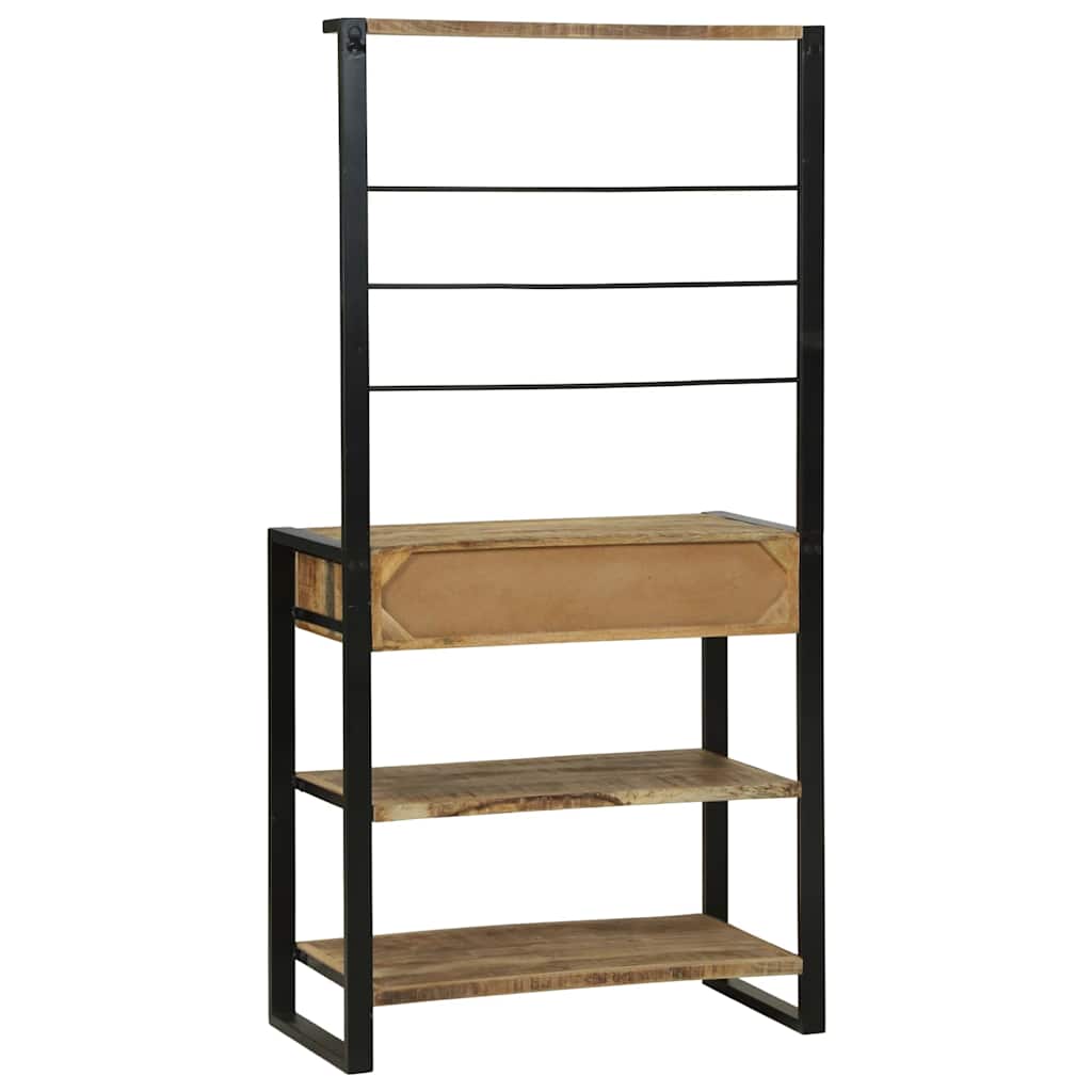 Küchenregal Braun Und Schwarz 80 X 40 X 160 Cm Massivholz Mango