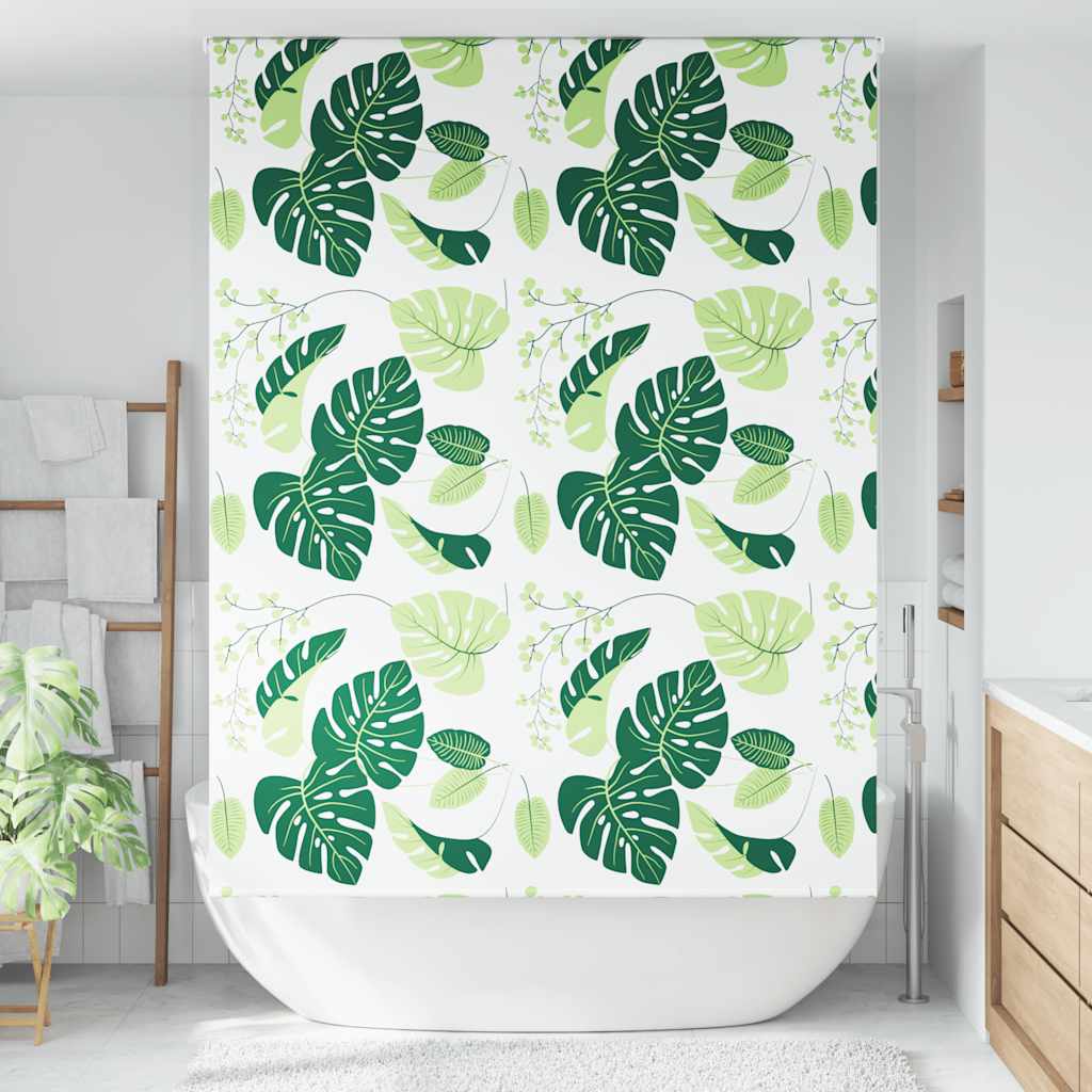 Duschrollo Stoffbreite 146 Cm Grüne Blätter