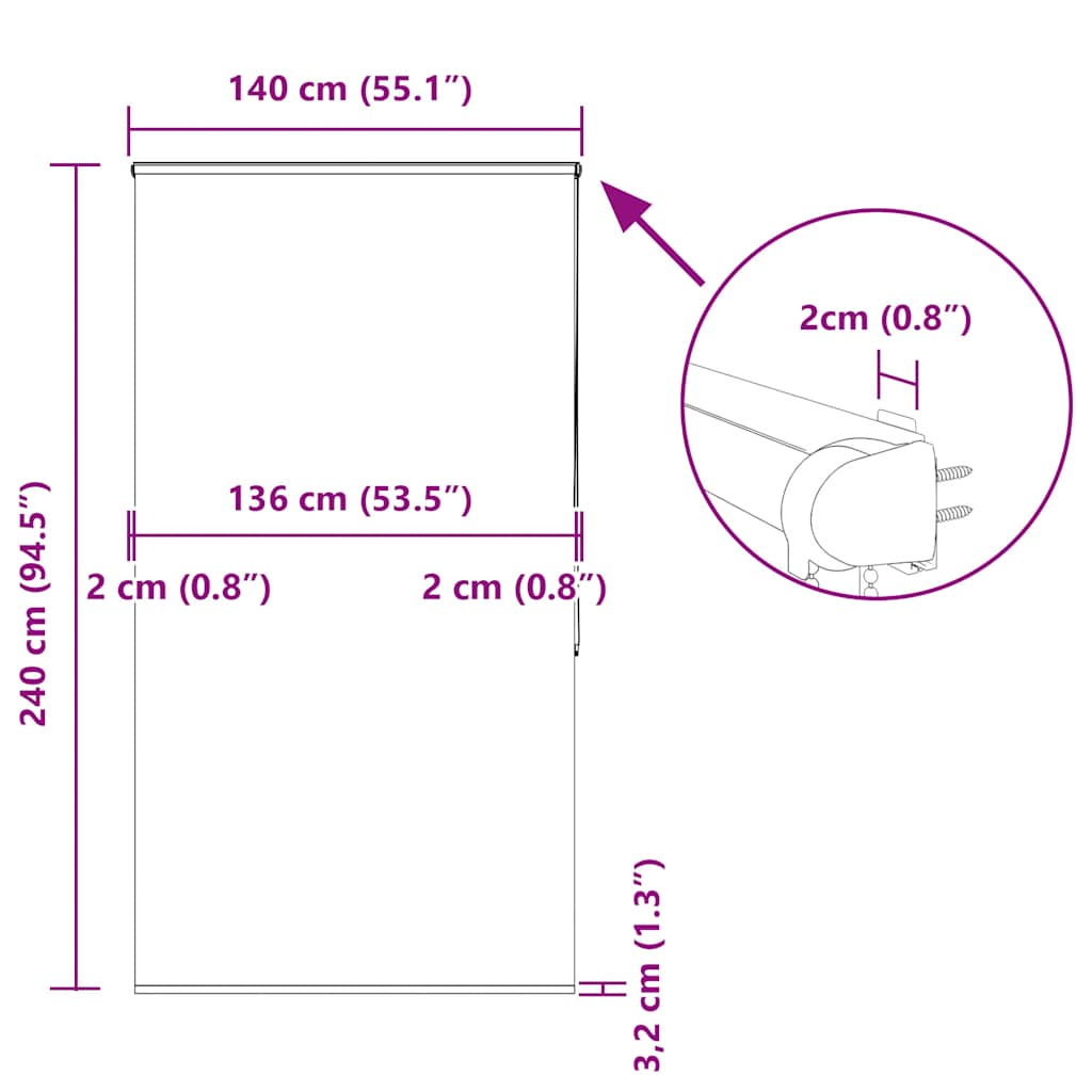 Duschrollo Stoffbreite 136 Cm Weiß