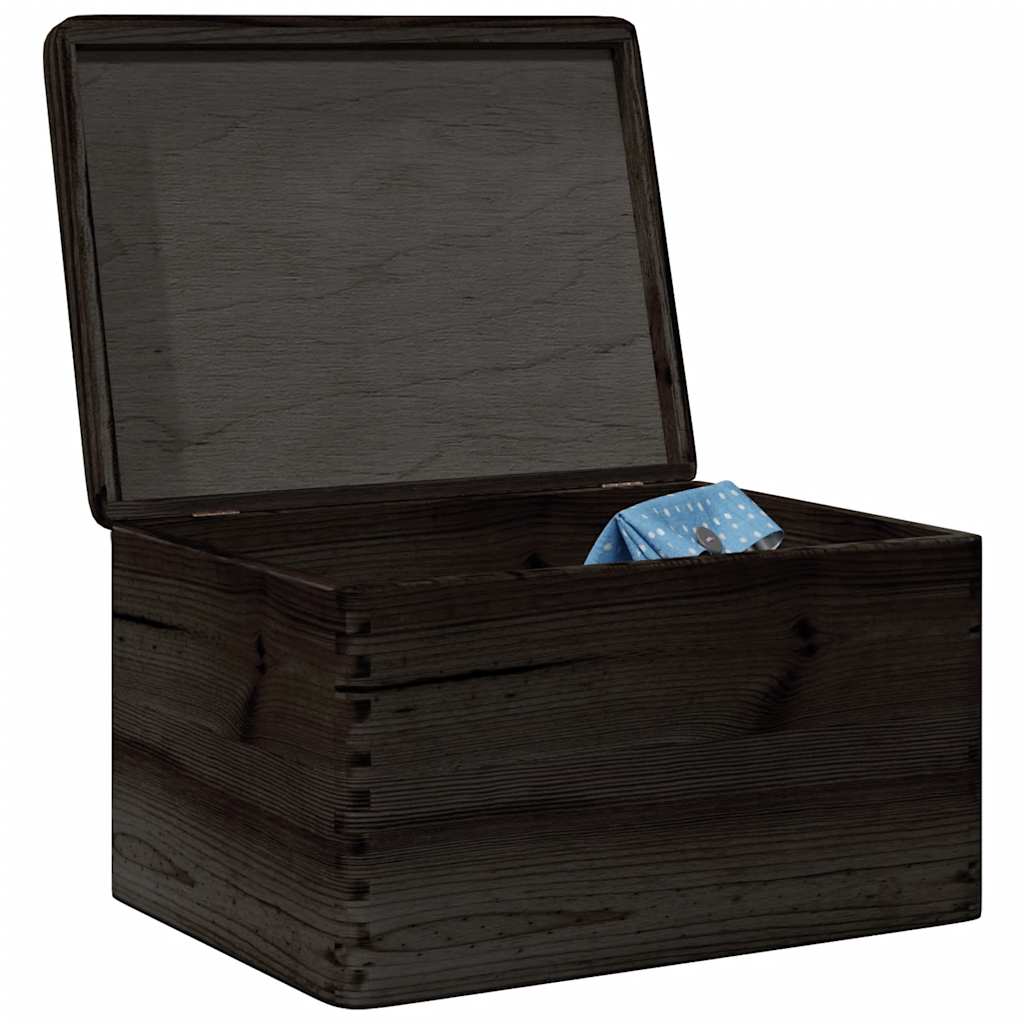 Holzkiste Massivholz Kiefer Schwarz