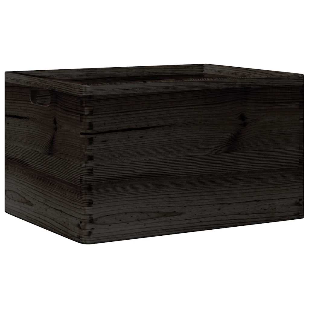 Holzkiste Massivholz Kiefer Schwarz