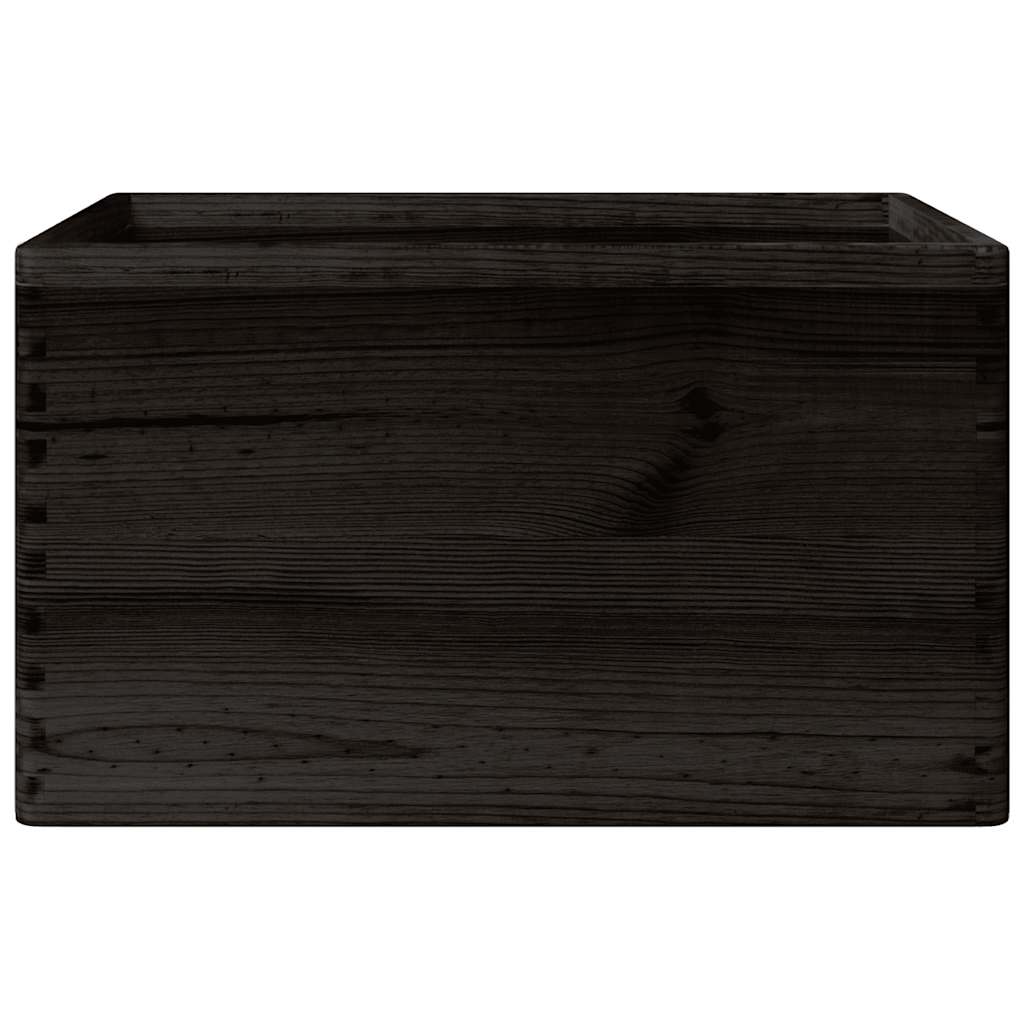 Holzkiste Massivholz Kiefer Schwarz