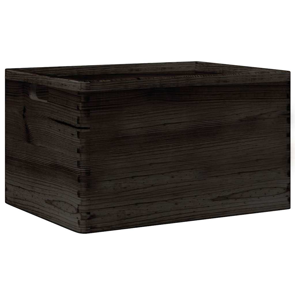 Holzkiste Massivholz Kiefer Schwarz