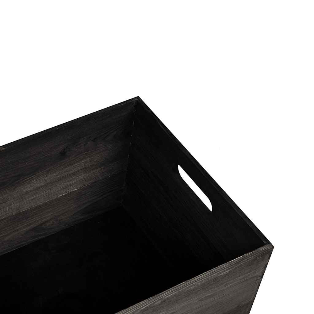 Holzkiste Massivholz Kiefer Schwarz
