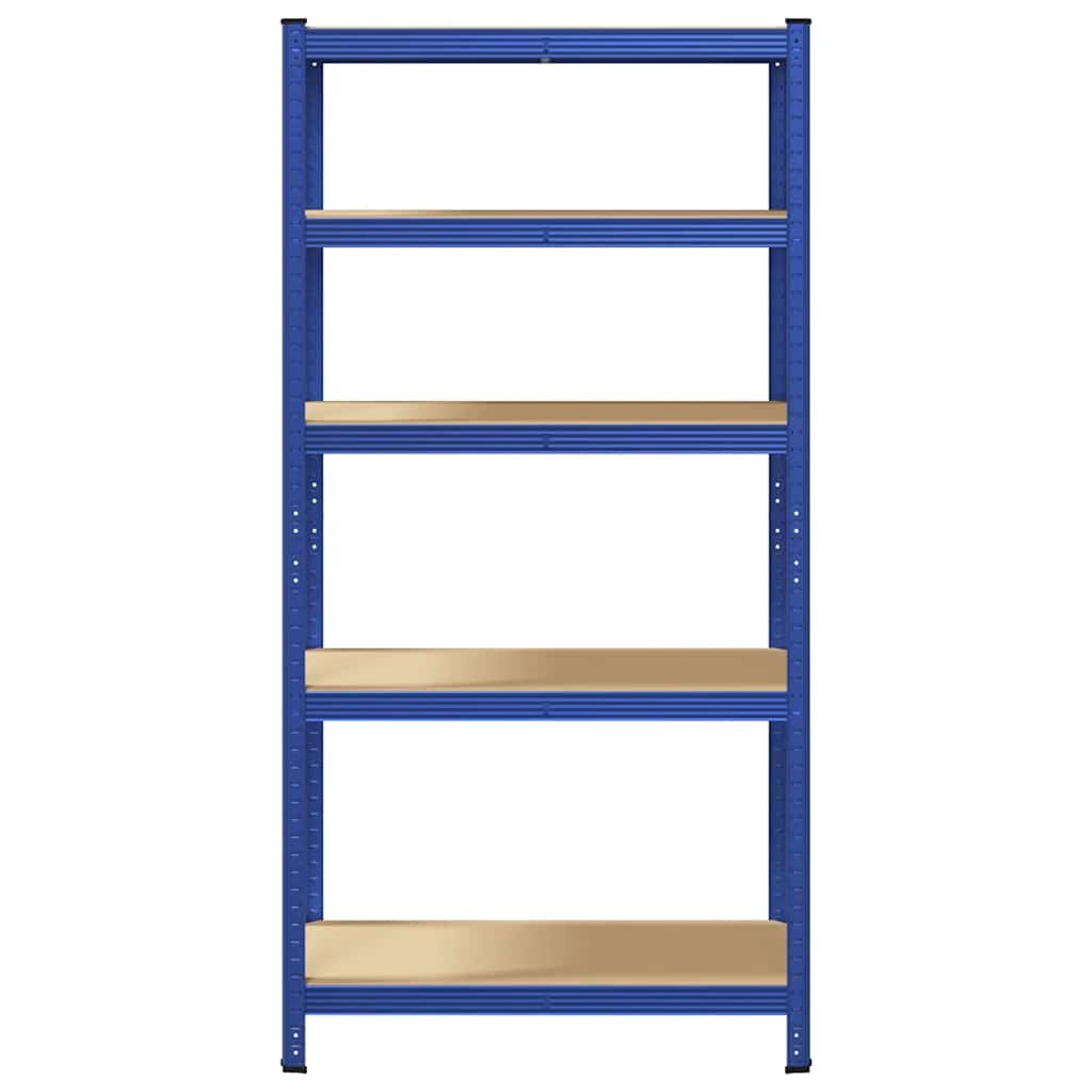 Lagerregal Mit 5 Böden Stahl & Holzwerkstoff Blau