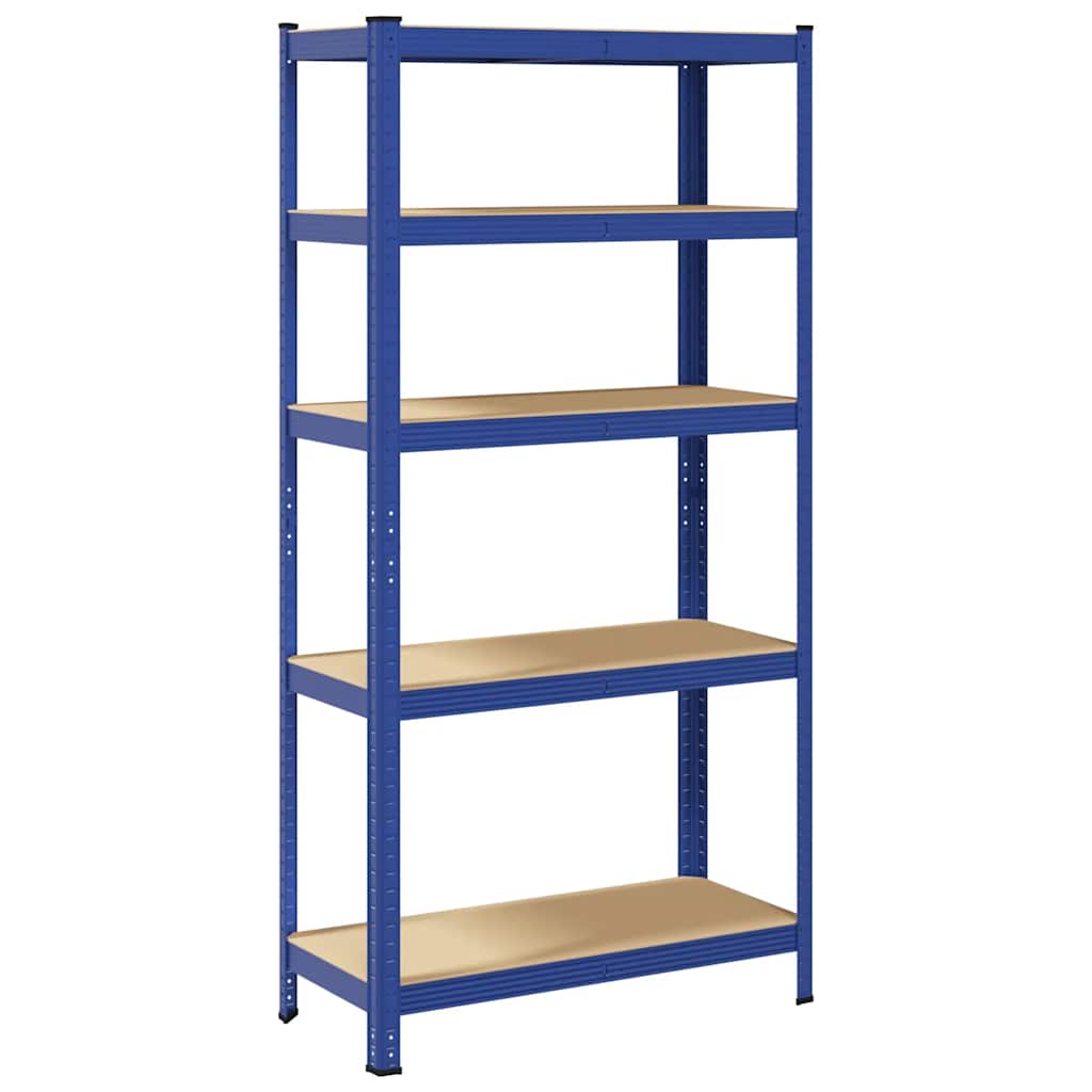 Lagerregal Mit 5 Böden Stahl & Holzwerkstoff Blau